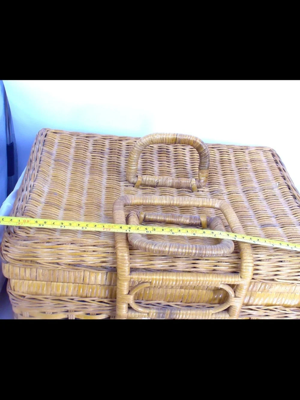 Vintage Wicker Picnic Basket Set with Dish Set - RARE Antique 18 PIECES